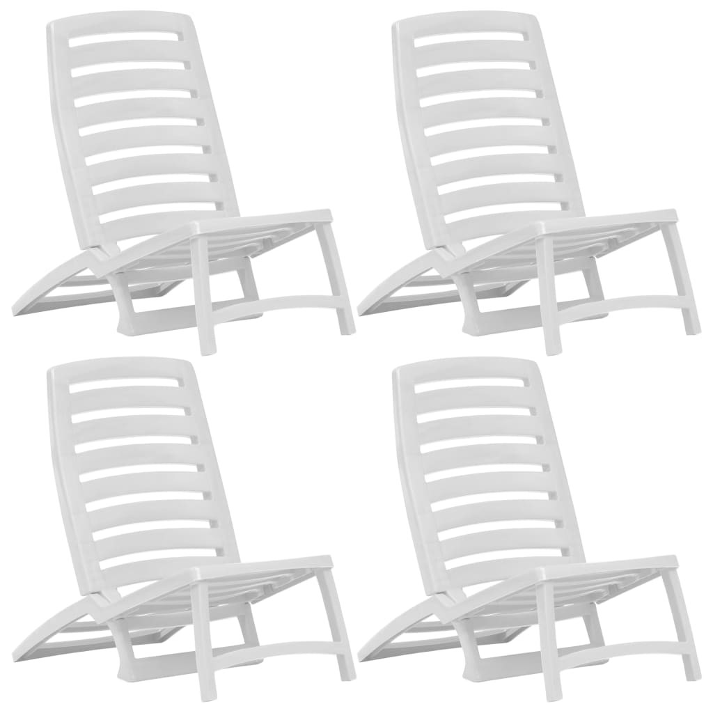 Kids Folding Beach Chair 4 pcs Plastic White